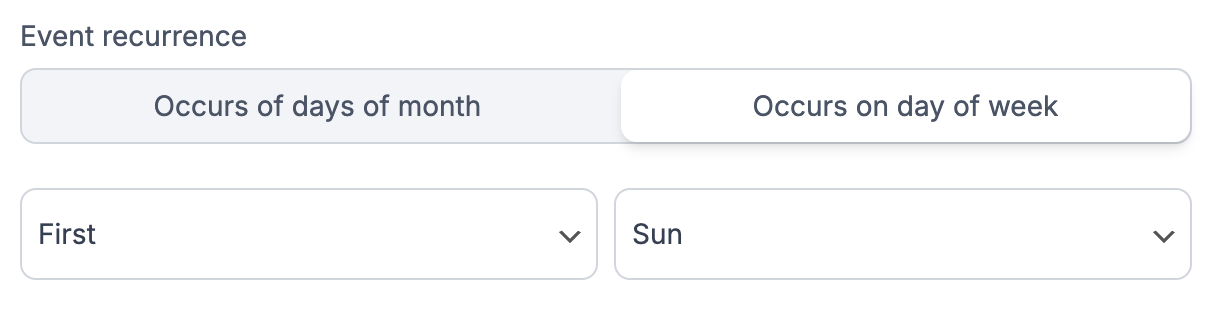 Servv Event Settings